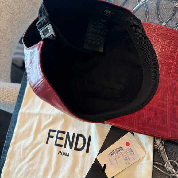 BRAND NEW WITH TAGS FENDI RED GLAZED FF ZUCCA MONOGRAM HAT BASEBALL BALL CAP - Picture 2 of 10